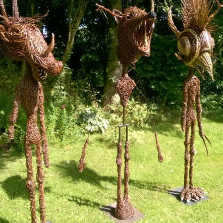 Willow sculpture of monster for Joe Casely Hayford, fashion designer