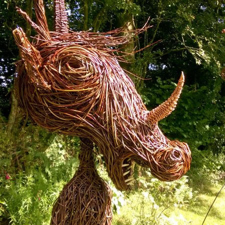 Willow sculpture of monster for Joe Casely Hayford, fashion designer