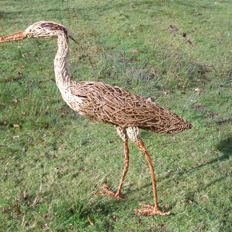Willow sculpture of a heron
