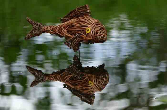 Willow sculpture of a carp