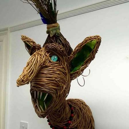 Willow sculpture of a goblin head