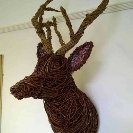 Willow sculpture of a deer head