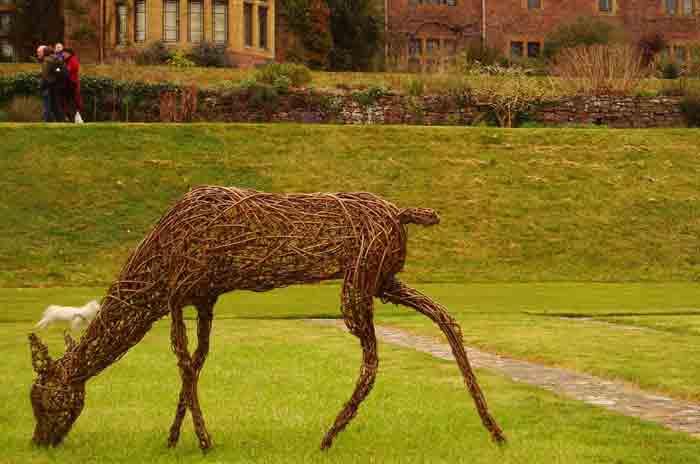Willow sculpture of a doe