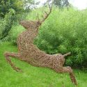 Willow sculpture of a leaping stag