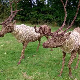 Willow sculpture of reindeer