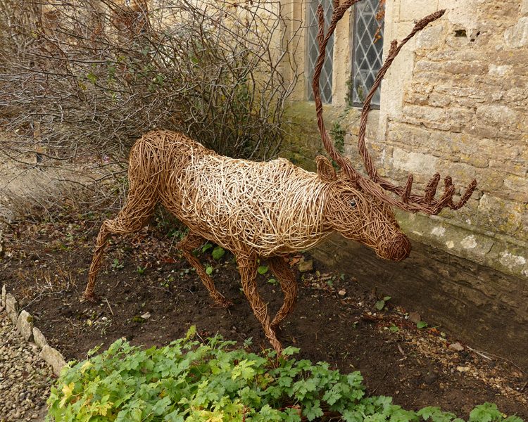 Willow sculpture of a reindeer