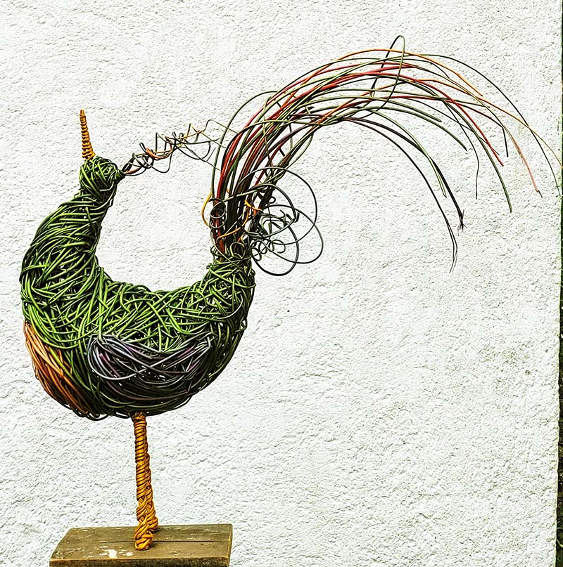 Generic exotic bird willow sculpture.