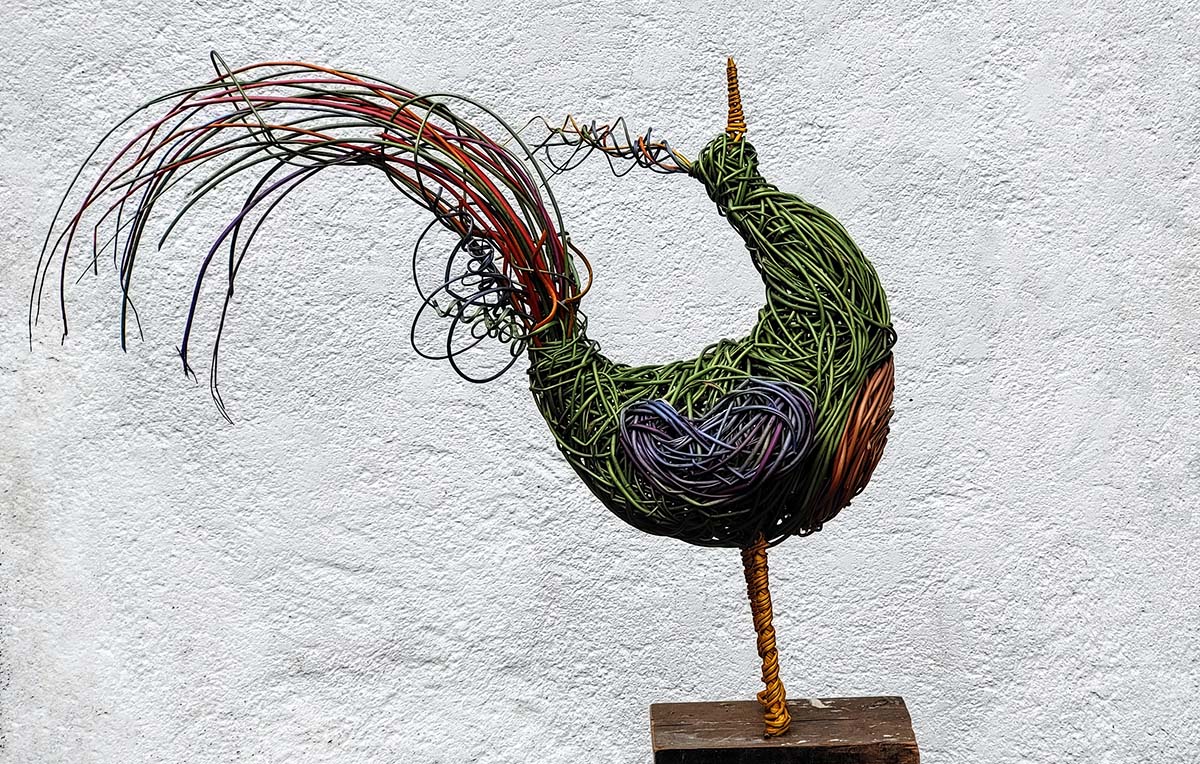 Generic exotic bird willow sculpture.