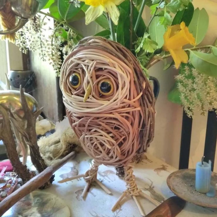 Little owl willow sculptures