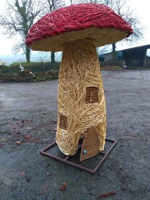 6 foot high Willow Mushroom fairy house